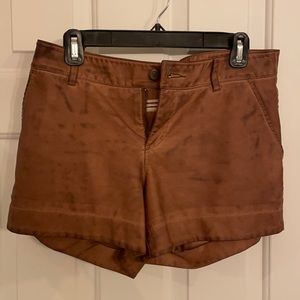 brown faux leather shorts